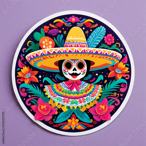 Mexican Day of the Dead Calavera Vector – Colorful Folk Art Illustration