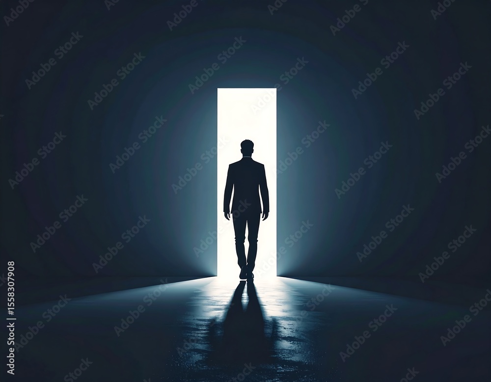 Obraz premium Human figure with shadow version stepping out from behind it.