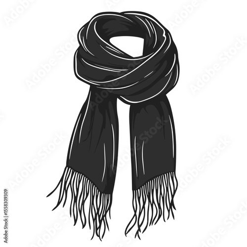Fall clothing and cozy icons in black line style, seasonal fashion set