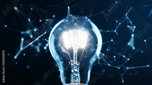 Light Bulb Concept Video with Digital Connections in a Futuristic Environment