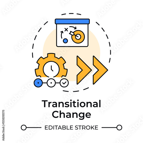 Transitional change multi color concept icon. Maintaining new business state. Type of organizational transformation. Round shape line illustration. Abstract idea. Graphic design. Easy to use