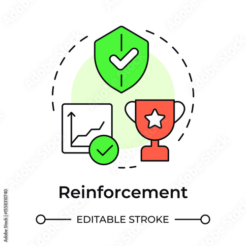 Reinforcement multi color concept icon. Making transformation stick and embedded. ADKAR model. Business strategy. Round shape line illustration. Abstract idea. Graphic design. Easy to use