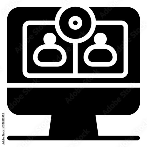 Video Conference Icon in Solid Style