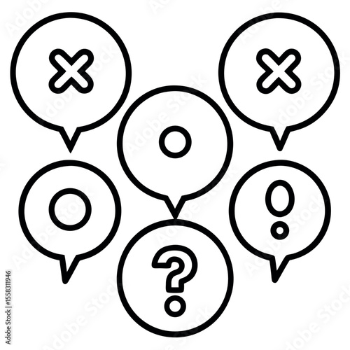 Decision Making Process:  Question Mark,  Correct, Incorrect Symbols