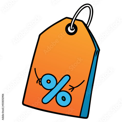 Icon of tag with percentage sign indicating discount, promotional offer, special price, sales event, and ecommerce marketing strategy