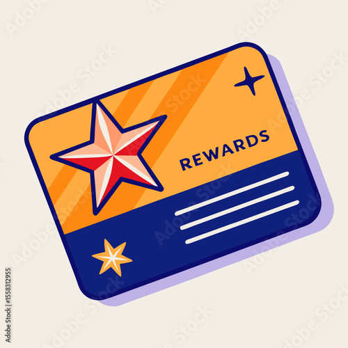 3D icon of a loyalty card with star indicating customer rewards, membership programs, ecommerce incentives, and shopping bonuses