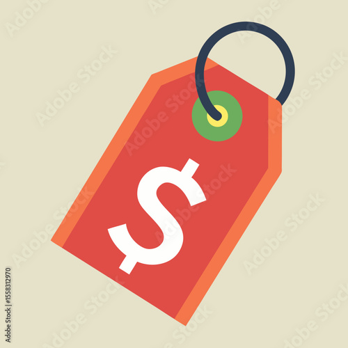 Icon of a price tag with dollar symbol representing cost labeling, pricing details, product value and promotional offers