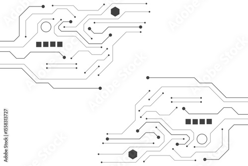 Technology black circuit diagram concept.High-tech circuit board connection system.Vector abstract technology on white background.
