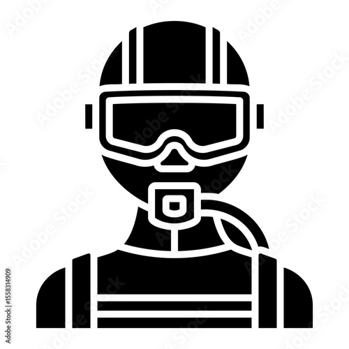 Scuba Diver Wearing Diving Equipment Illustration