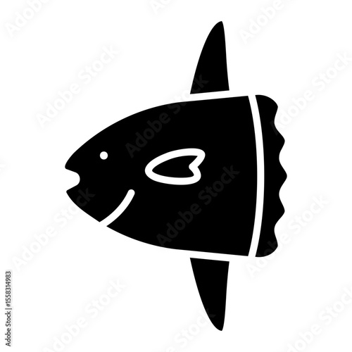 Sunfish Glyph Illustration: Ocean Animal Icon