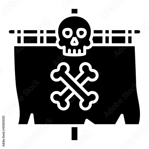 Jolly Roger Flag Isolated on White Background