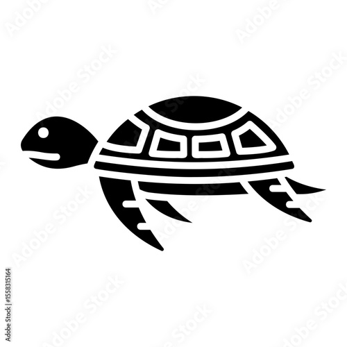 Black silhouette of swimming sea turtle vector illustration