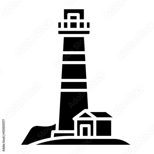 Black Silhouette of a Lighthouse Guiding the Way