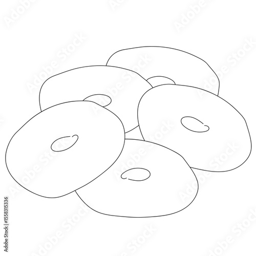 Traditional Gianitiko koulouri (Ioannina Easter bagel). Balck and white. Delicious Easter bagels from various regions of Greece. Food vector illustration from different countries for coloring book.
