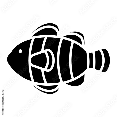 Cartoon Illustration of a Clownfish Icon on White Background