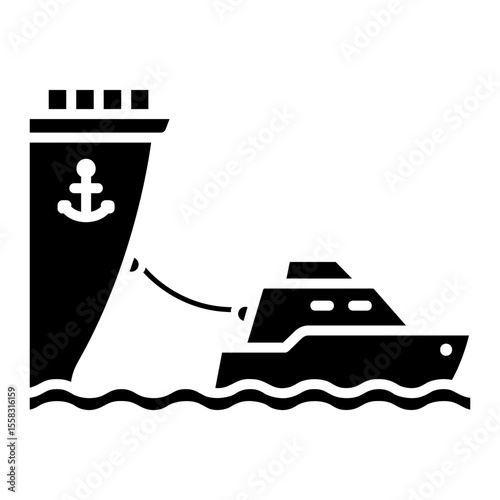 Tugboat Tows a Large Cruise Ship, Maritime Transport