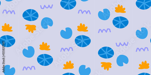 Bild auf Leinwand Abstract lotus flower background in blue and orange