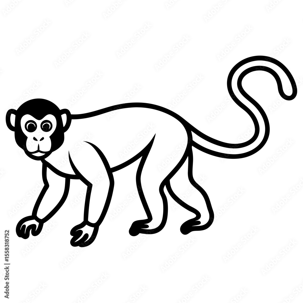 Obraz premium Spider Monkey Ink Line Art