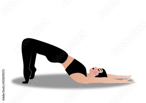 The girl does yoga, pumps up the abdominal muscles, healthy lifestyle, sports exercises with lifting the body