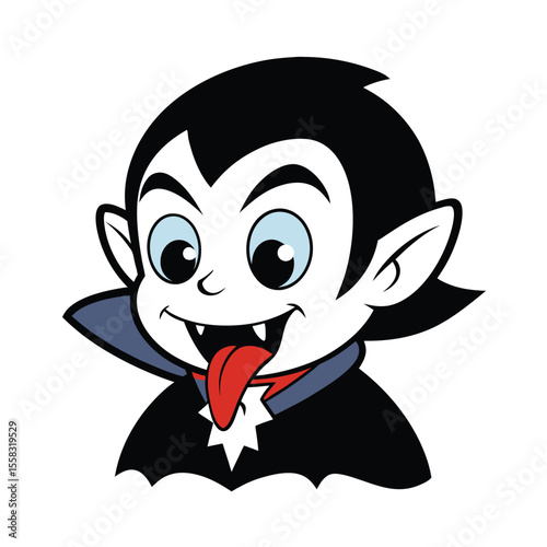 Mysterious vampire biting neck silhouette graphic with dramatic red and black contrast on clean white background