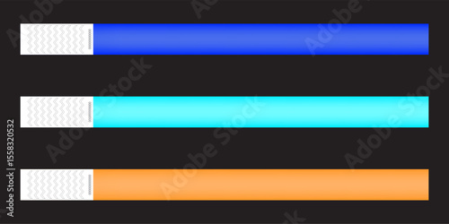 Paper event bracelet mockup. Admission wristband template for cinema, party, disco entrance, concert, festival isolated on transparent background. Patient identification band. 