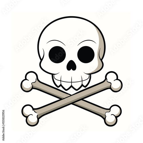 Iconic skeleton head with crossed bones graphic a classic symbol of danger and rebellion on a clean white background