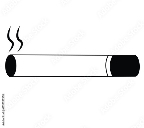 Cute cartoon hand drawn vector Cigarette icon silhouette.