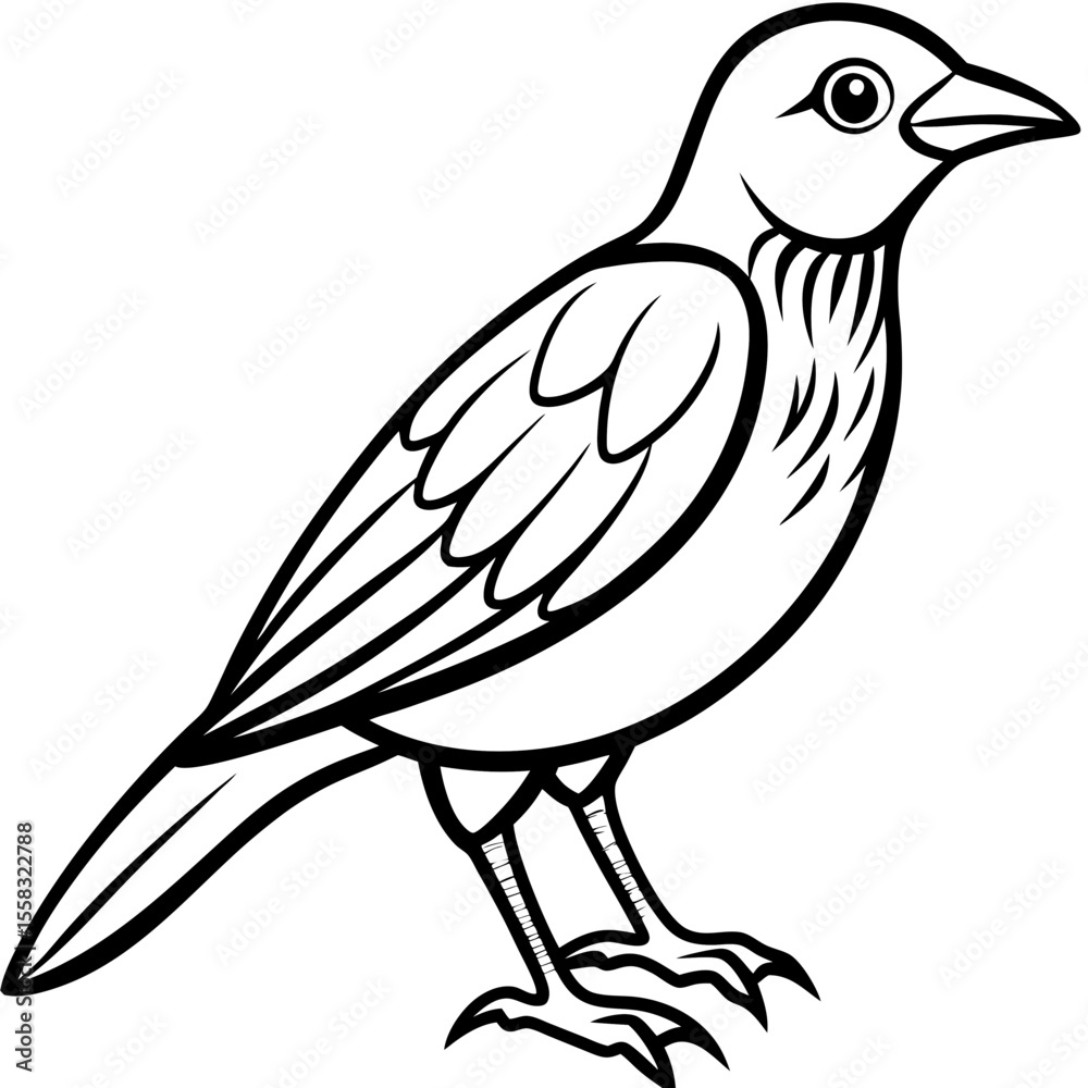Obraz premium Weaver Bird Silhouette Vector Drawing