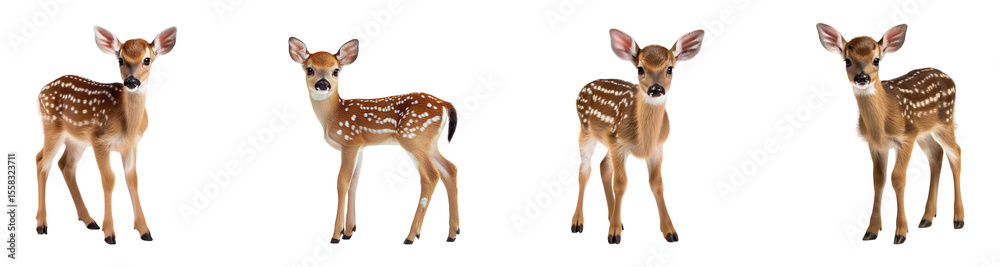 Fototapeta premium A collection of little deer isolated on a transparent background