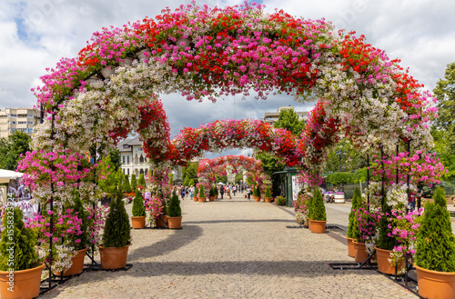 Fotografie Flower arches on an alley in Iasi city - Romania