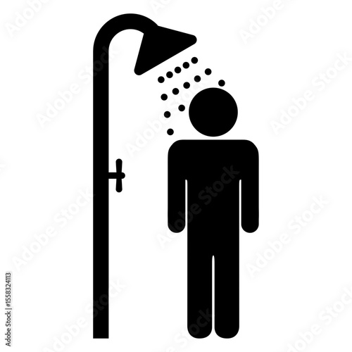 Icono silueta de hombre en la ducha 