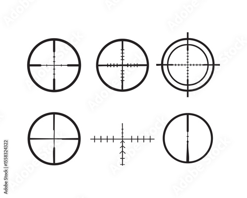 Sniper Scope Target Sight Reticle Icons set vector