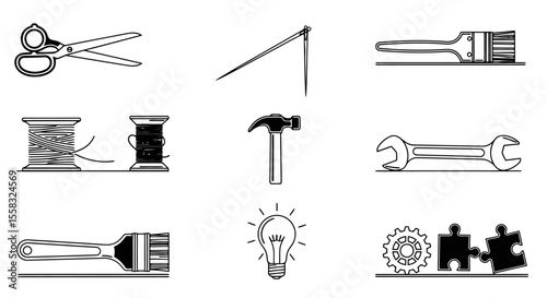 Artisan Tools Icons: Creative Handcrafting & DIY Design Elements