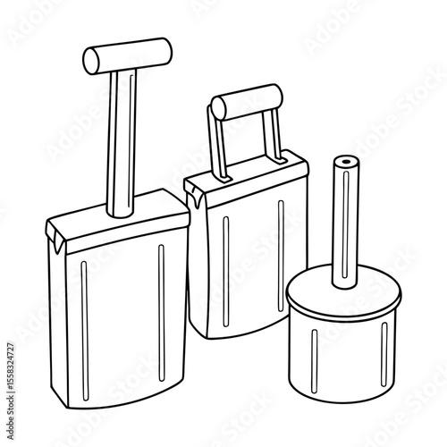 three types of ice tampers for shop use, for product infographic