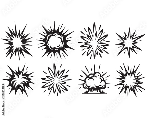 Explosion and Smoke Cloud Vector Set illustration
