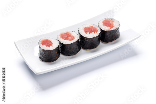 Sushi maki beautifully arranged on plate