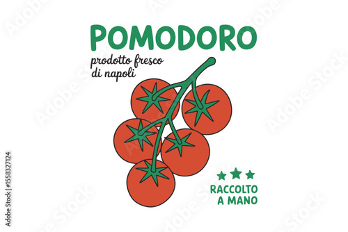 Handpicked Pomodoro Tomato Illustration – Italian Organic Food Label Tomato SVG Design