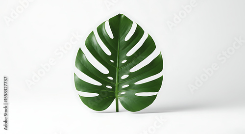 Monstera Leaf Serenity: A vibrant Monstera leaf, with its characteristic splits and holes, embodies the essence of tropical allure. It's a symbol of nature's artistry and freshness.