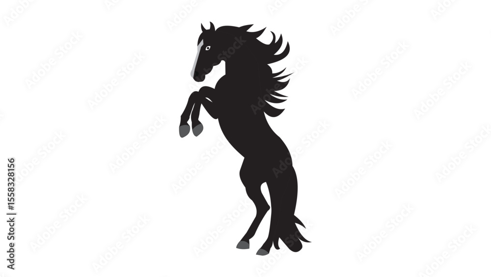 Obraz premium This captures the key visual (silhouette, black horse, white background) in a simple, descriptive way suitable for a filename or alt text Let me know if you'd like variations!