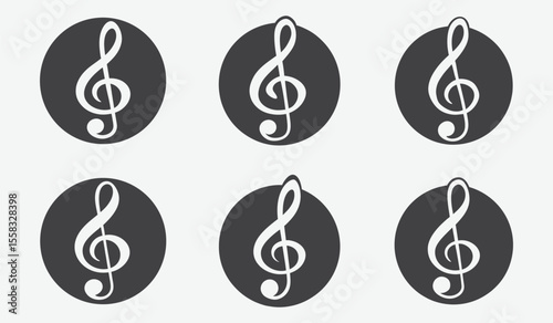 Elegant Musical Treble Clef Silhouette Design Featuring Classic Swirling Lines for Artistic Music Themes