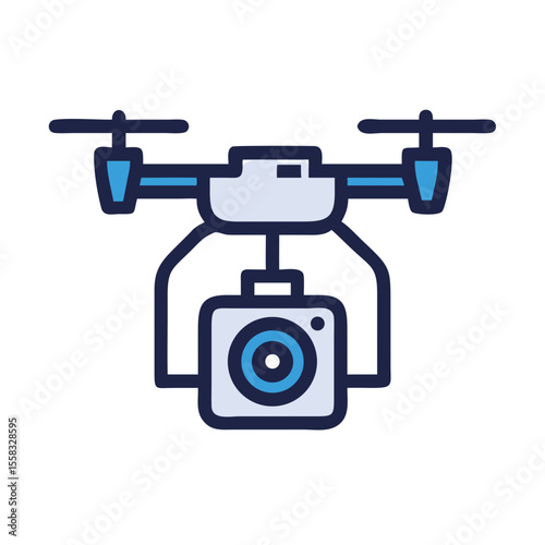 Minimal Drone Silhouette – Flying Robot with Camera for AI, Security, and Remote Tech
