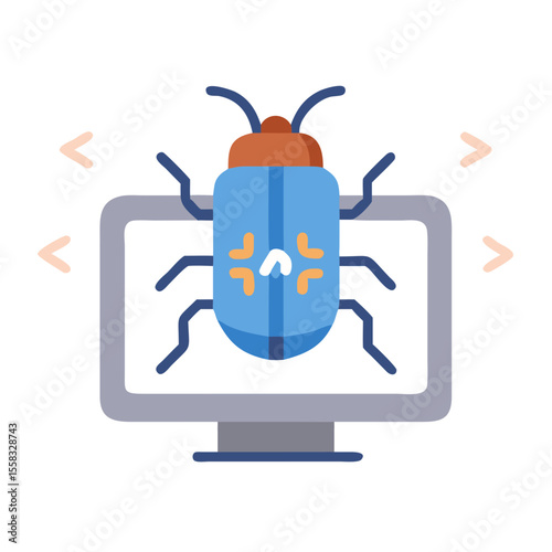 Computer Bug Icon, Vector, 