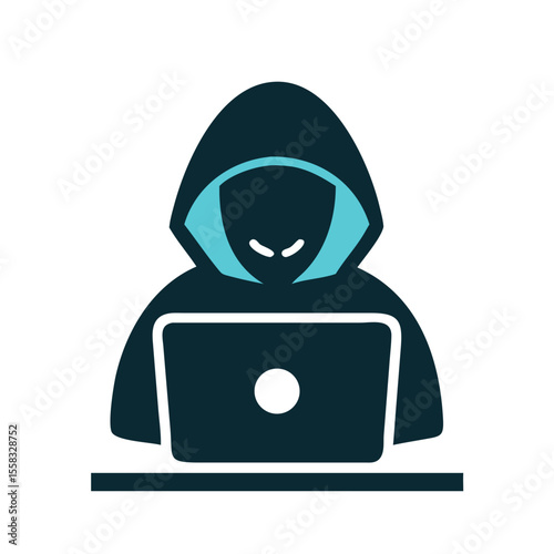 Anonymous Hacker Flat Vector – Dark Tech Threat Concept Illustration