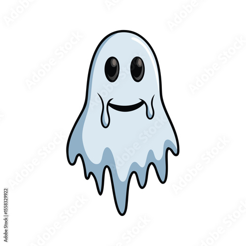 Spooky ghost with colorful dripping paint effect on a clean white background for halloween