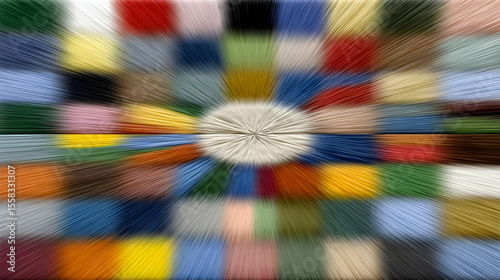 bright geometric patterns from the center with blurred edges and depth