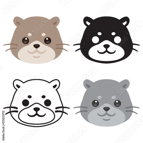 カワウソの顔アイコンセット