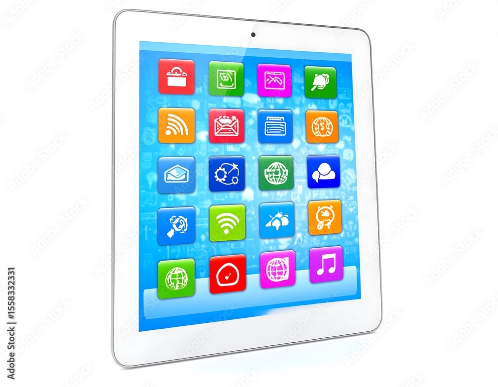 Tablet with colorful app icons Tablet with colorful app icons