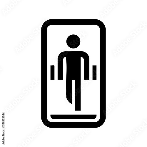 Minimalist vector icon of a person entering a subway door, representing transit access.

