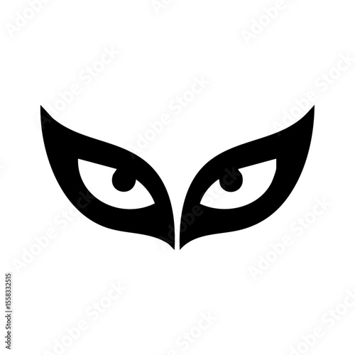 Minimal vector logo of sharp glowing eyes representing mystery or stealth.

