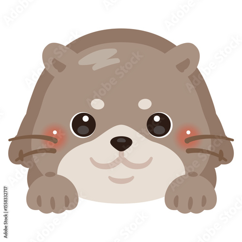 うつ伏せになったカワウソのイラスト